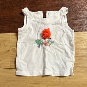 Janie and Jack White Tank Top with Orange and Green Floral Accent
